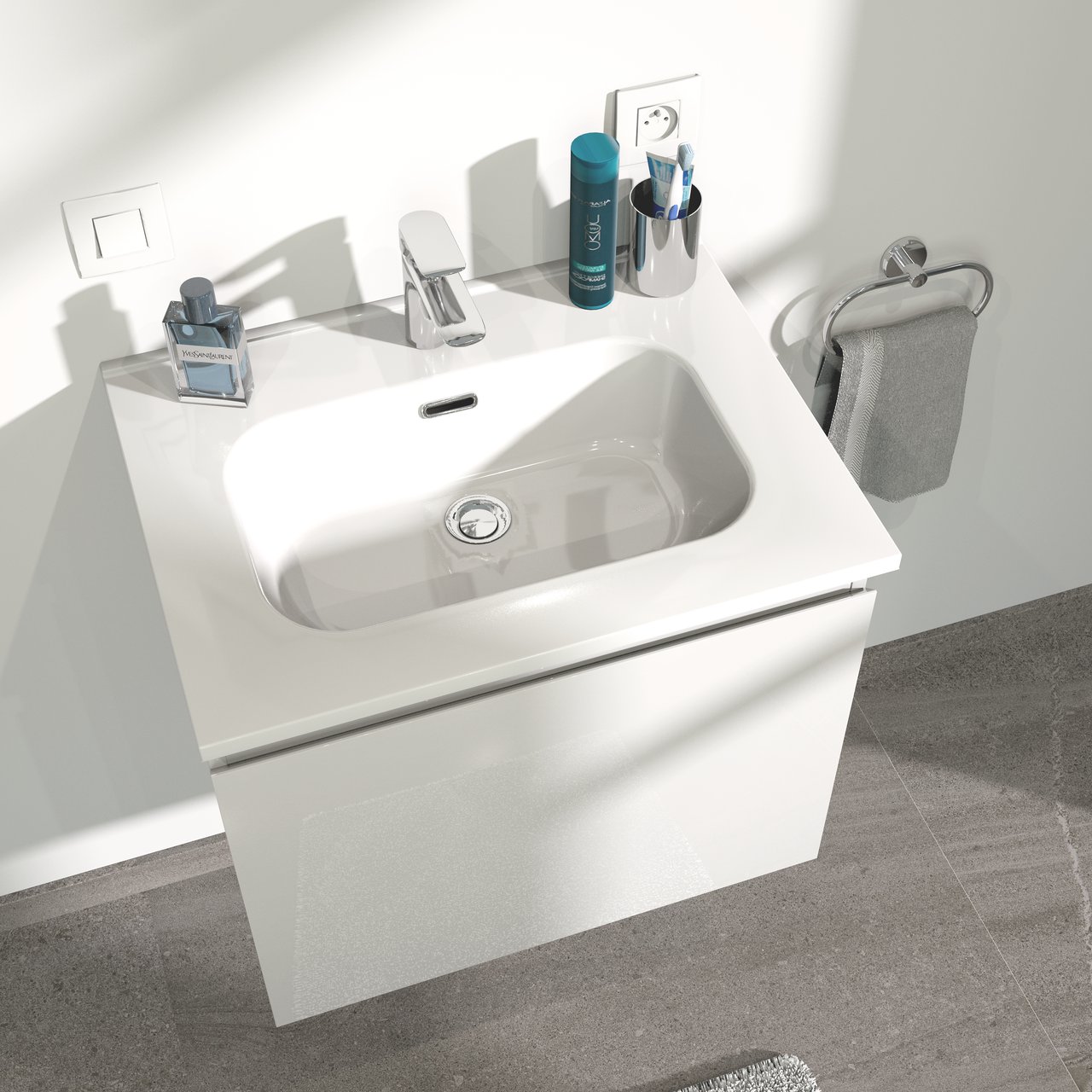 Linie Baro plan simple porcelaine blanc brllant 60 x 46 cm