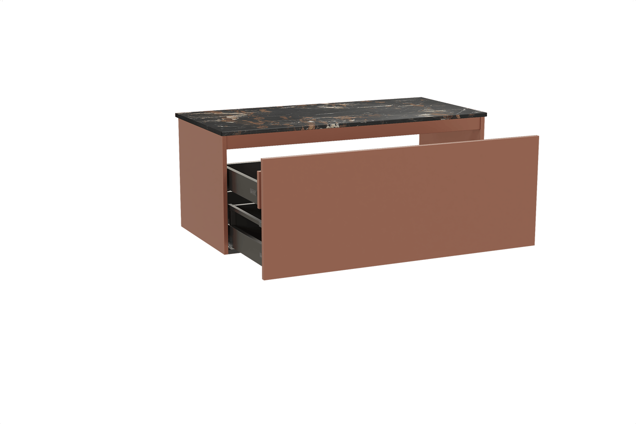 Balmani Sfera zwevend badmeubel 120 x 55 cm cotto met Stretto enkel wastafelblad in marmer portoro gold