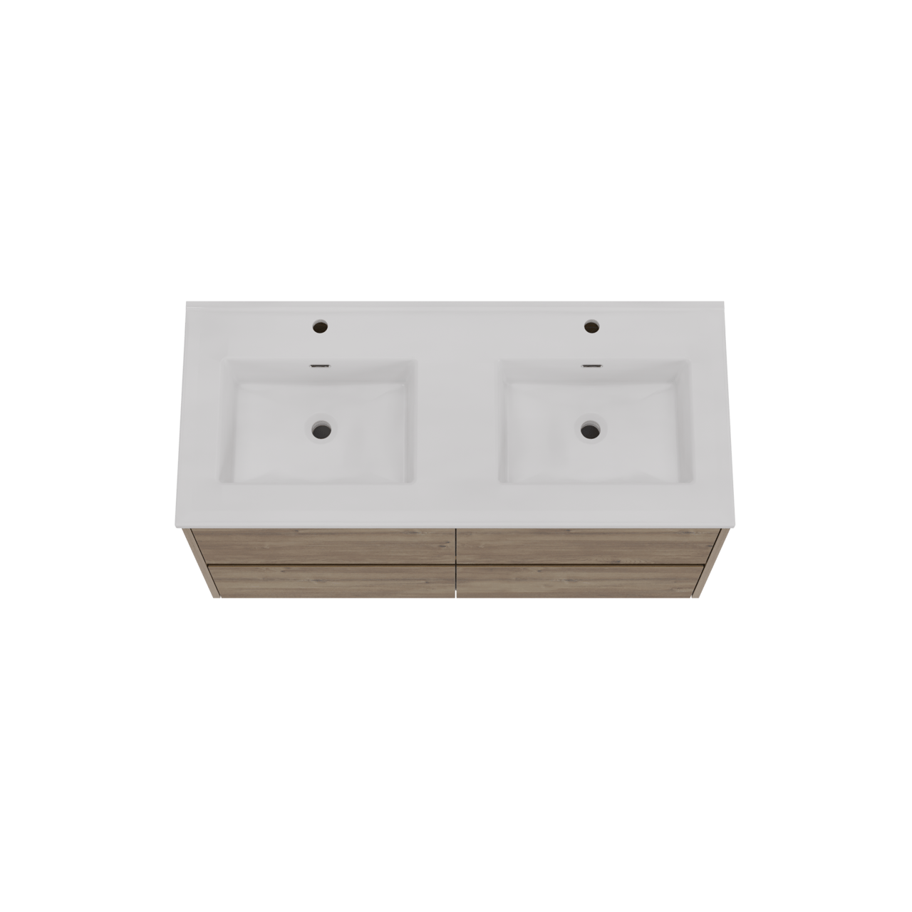 Storke Seda meuble salle de bains suspendu 120 x 52 cm chêne brut avec Kera double vasque en céramique blanc mat