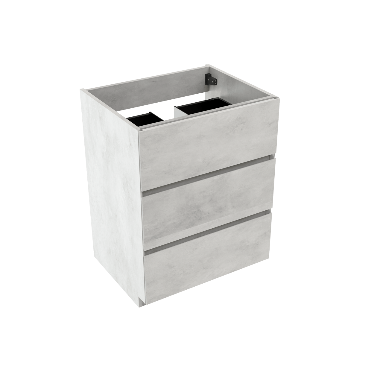 Storke Edge stehender Bad-Unterschrank, 65 x 52 cm, Beton silbergrau, 3 Schubladen