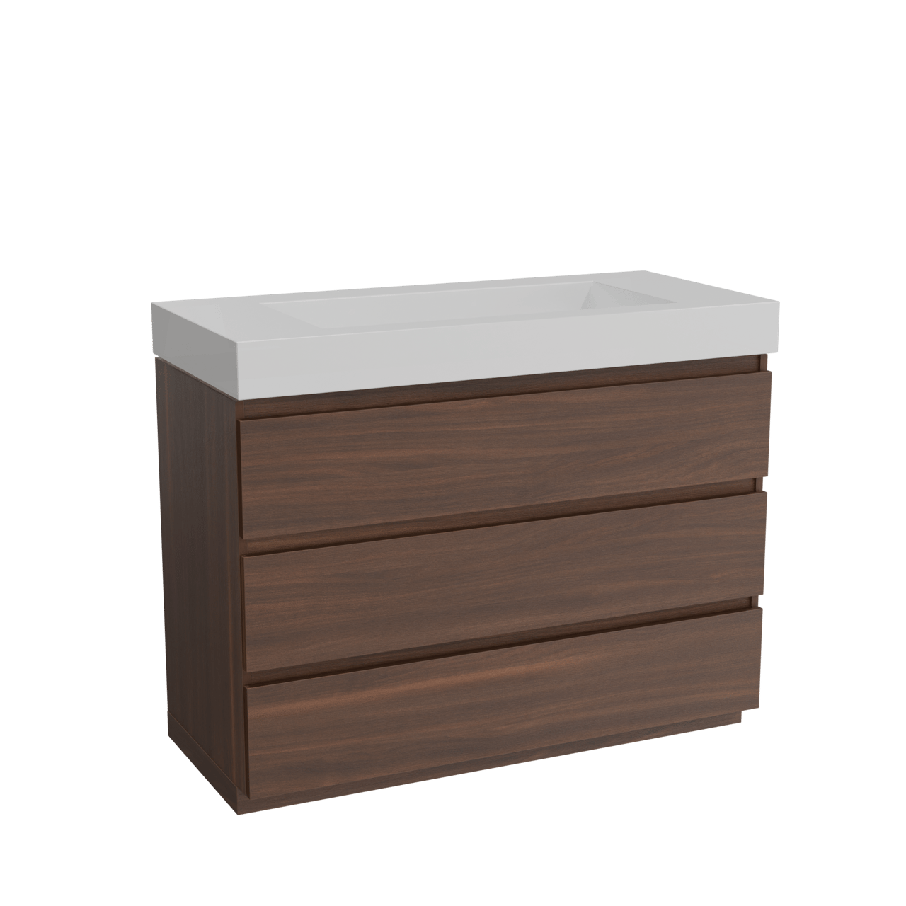 Balmani Lucida meuble salle de bains à poser 120 x 55 cm noyer américain avec Modus lavabo simple pour 2 trous de robinet en solid surface blanc mat