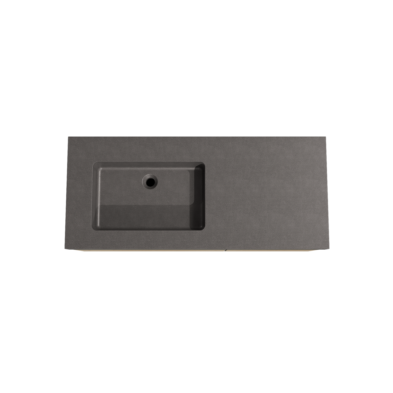 Storke Edge zwevend badmeubel 120 x 52 cm ruw eiken met Scuro High asymmetrisch linkse wastafel in kwarts mat zwart