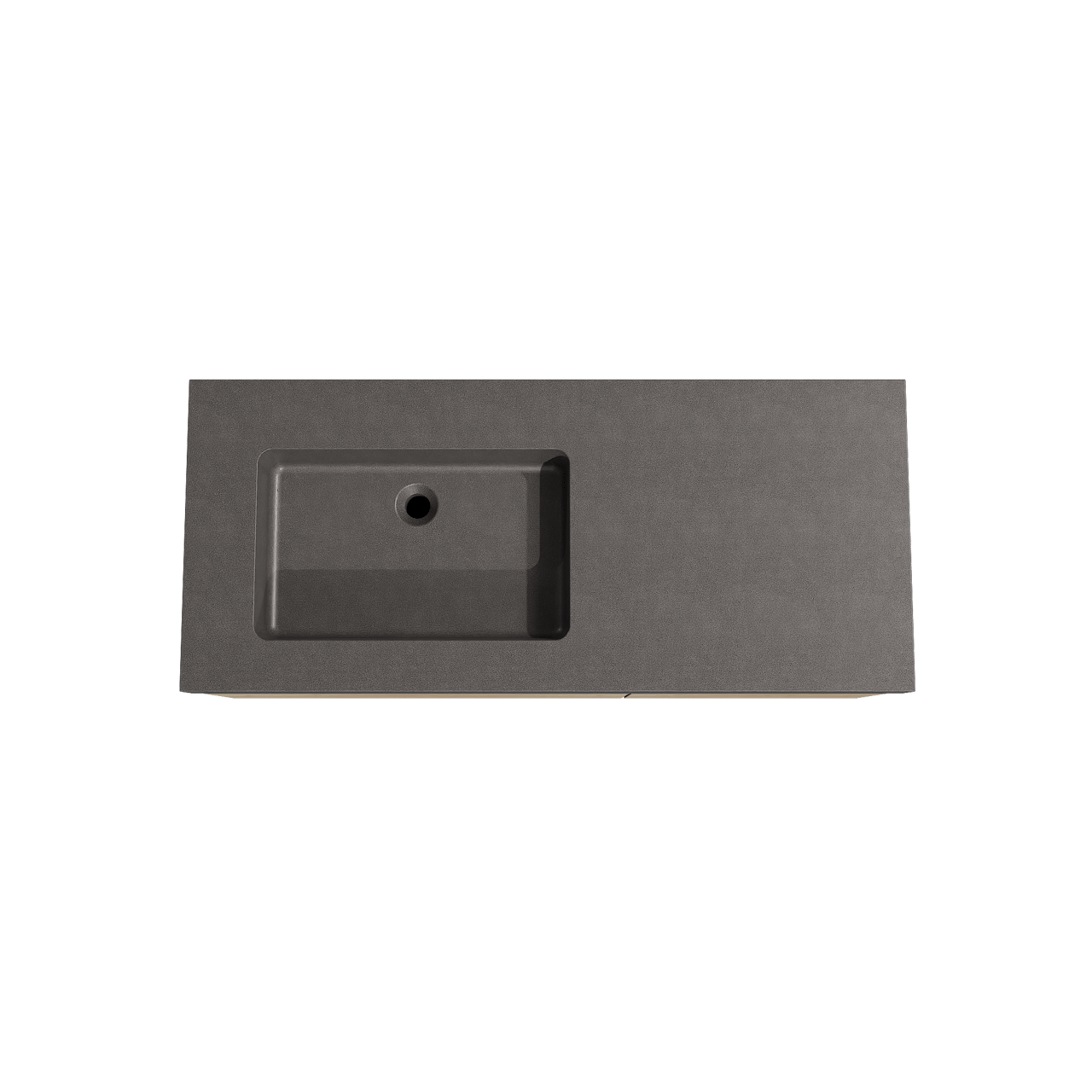 Storke Edge zwevend badkamermeubel 120 x 52 cm ruwe eik met Scuro High asymmetrisch linkse wastafel in kwarts mat zwart