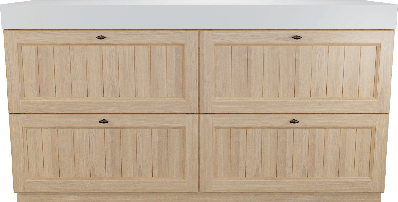 Balmani Lemon meuble salle de bains à poser 180 x 55 cm, plaqué chêne naturel avec Dominus tablette simple ou double en blanc mat