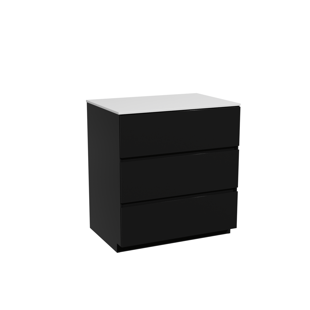 Storke Edge meuble salle de bains à poser 75 x 52 cm noir mat avec Tavola tablette simple en solid surface blanc mat