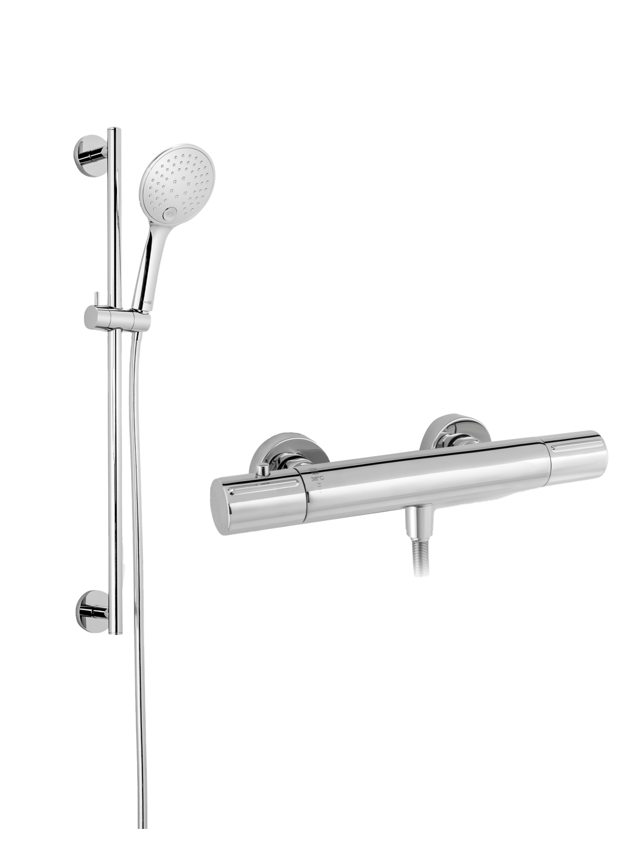 Blaufoss Orion thermostatische kraan muurmontage opbouw douchekraan glanzend chroom