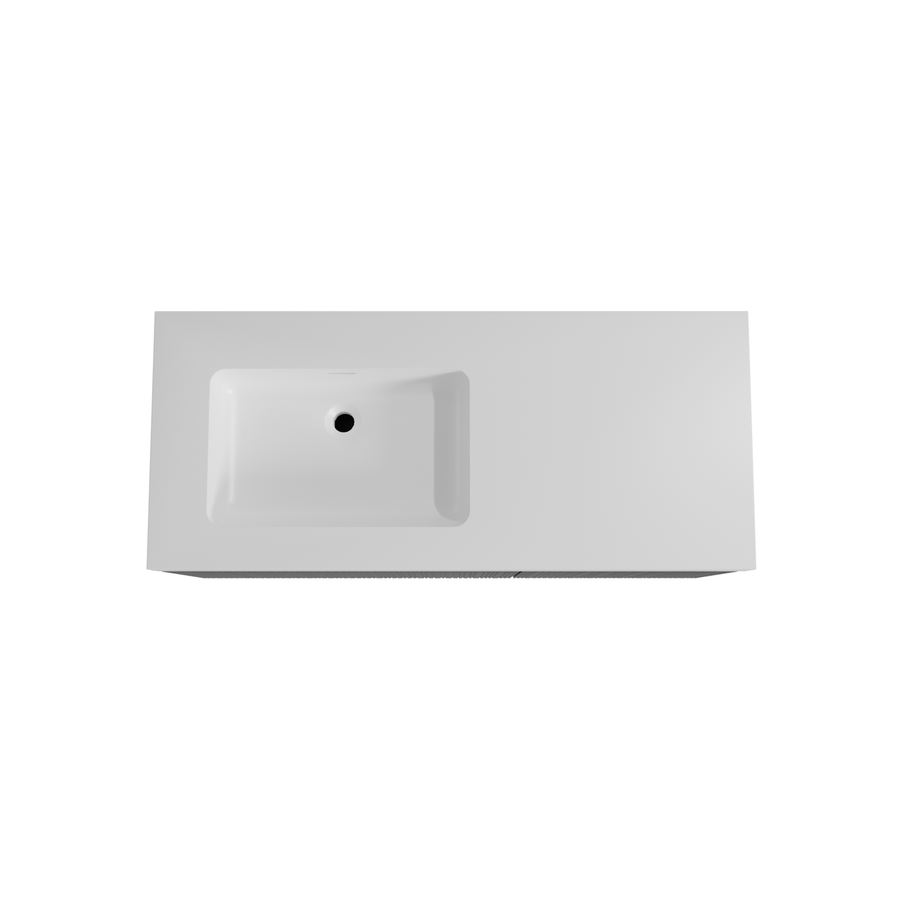 Storke Ribs zwevend badkamermeubel 120 x 52 cm zwarte eik met Mata High asymmetrisch linkse wastafel in solid surface mat wit, Verticale asymmetrische rechte ribbel