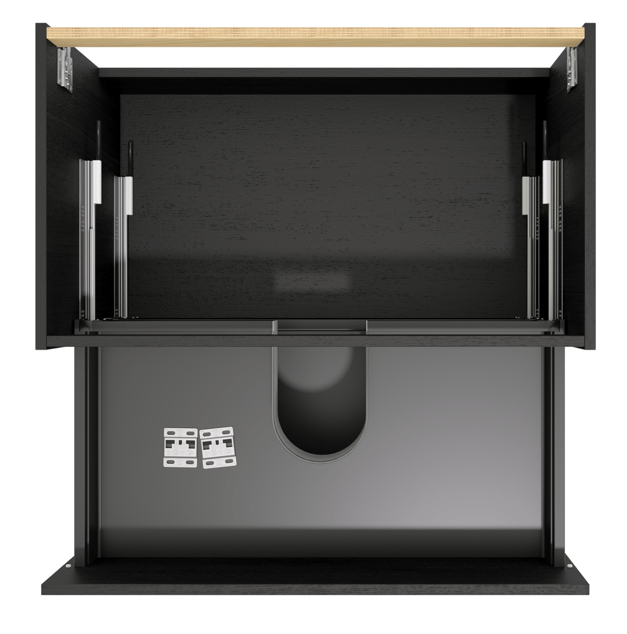 Balmani Lucida hängender Waschbeckenunterschrank: 90 x 55 cm, Eiche Schwarz, 2 Schubladen