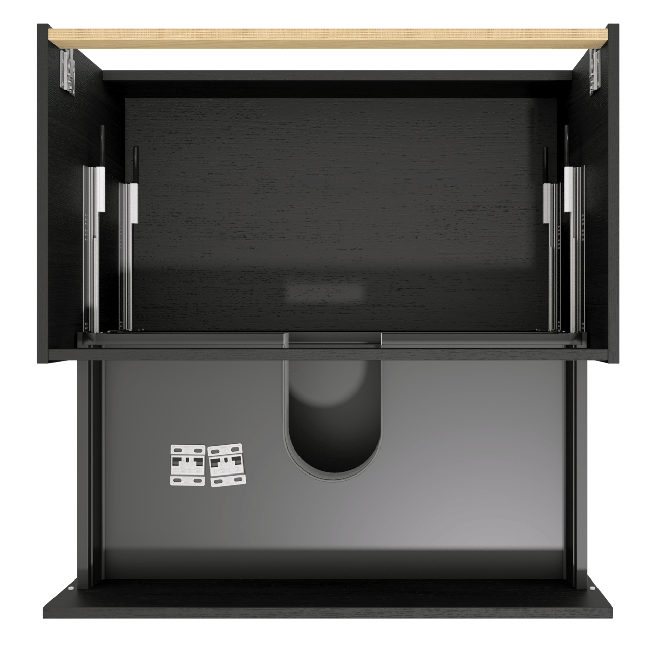 Balmani Lucida hängender Waschbeckenunterschrank: 90 x 55 cm, Eiche Schwarz, 2 Schubladen