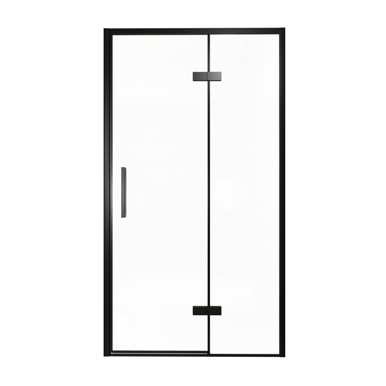 Balmani Senses Design douche draaideur rechts 120 cm x 210 cm Helder glas, Zwarte profielen