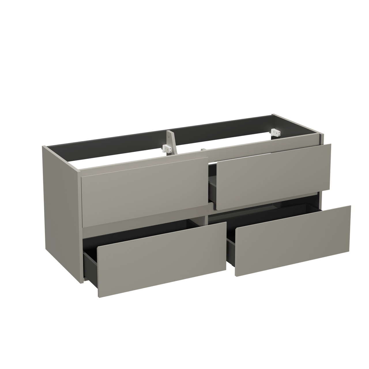 Storke Seda hängender Waschbeckenunterschrank: 150 x 52 cm, Seidengrau, 4 Schubladen