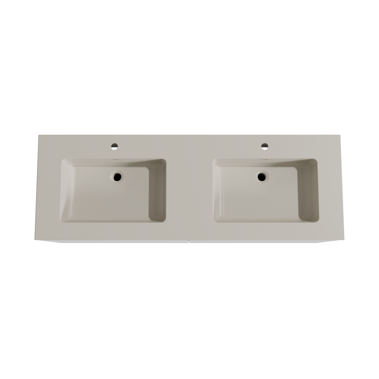 Storke Edge meuble salle de bains suspendu 150 x 52 cm blanc mat avec Diva double vasque en top solid soie grise