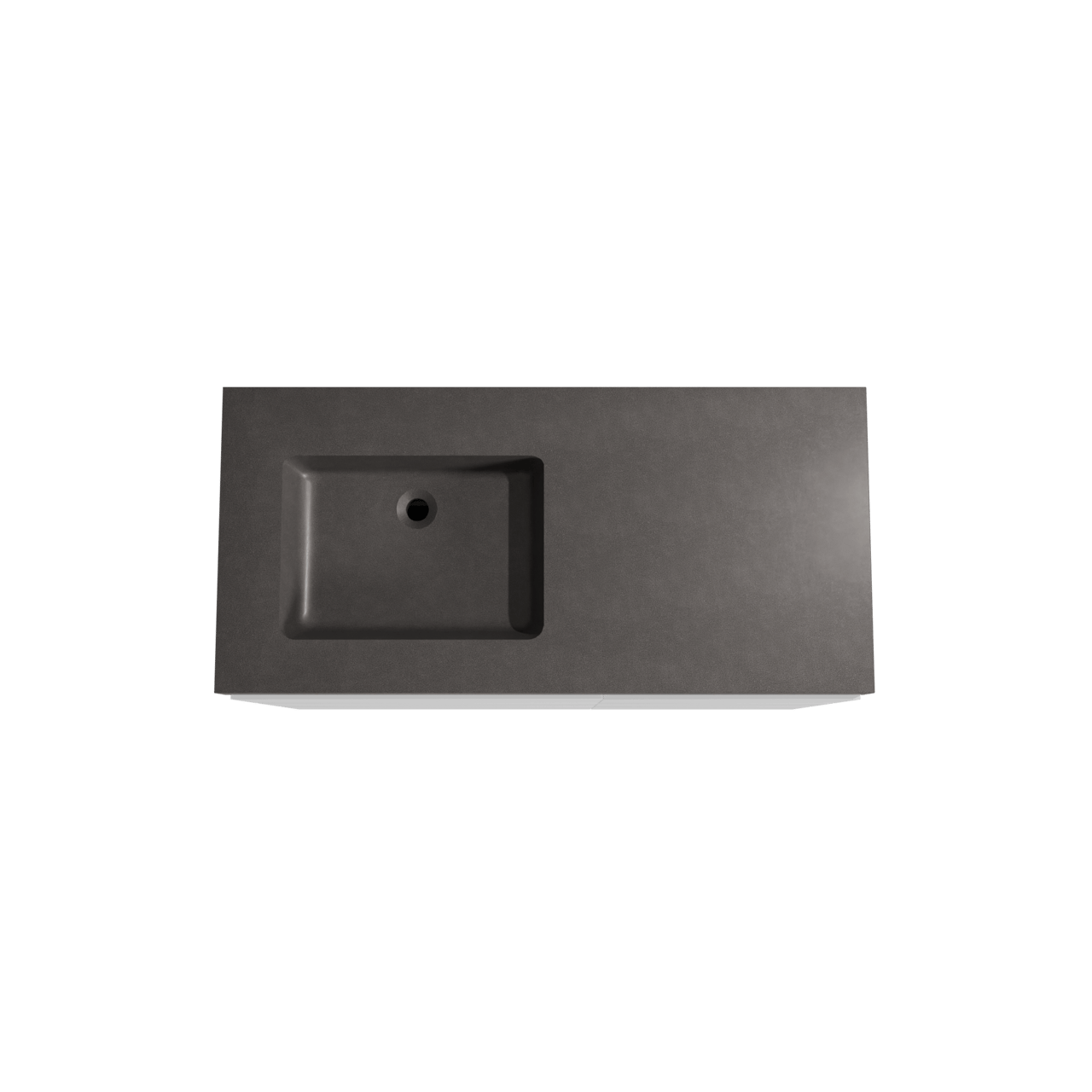 Storke Edge staand badmeubel 110 x 52 cm mat wit met Scuro High asymmetrisch linkse wastafel in kwarts mat zwart