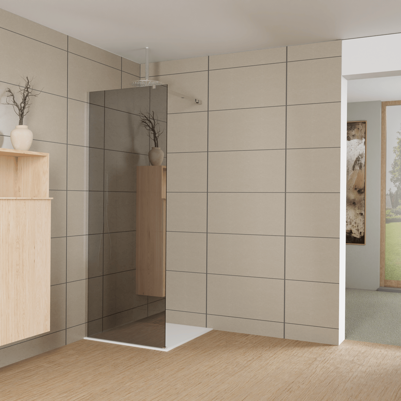 Balmani Modular Walk-In Dusche: 80 x 200 cm, Reflex-Spiegelglas, inklusive Coating, Profil Chrom glänzend