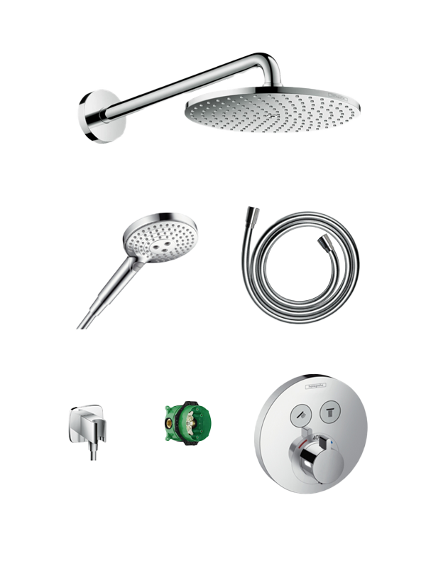 Hansgrohe Showerselect S colonne de douche encastrée robinet thermostatique avec douche de tête ronde 24 cm Chrome Brillant