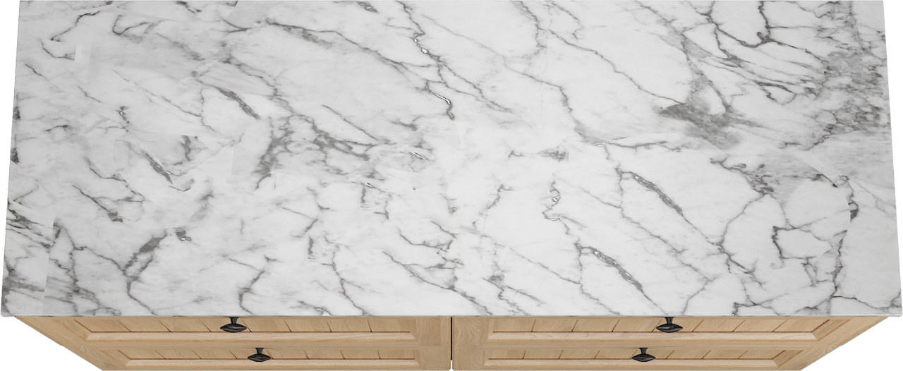 Balmani Lemon staand badkamermeubel 150 x 55 cm, fineer natuur eik met Stretto enkel of dubbel tablet in carrara