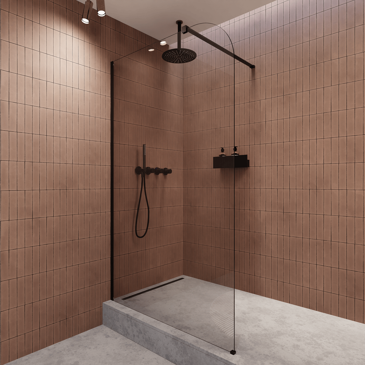 Balmani Modular paroi de douche Verre transparent arrondi 156 x 200 cm