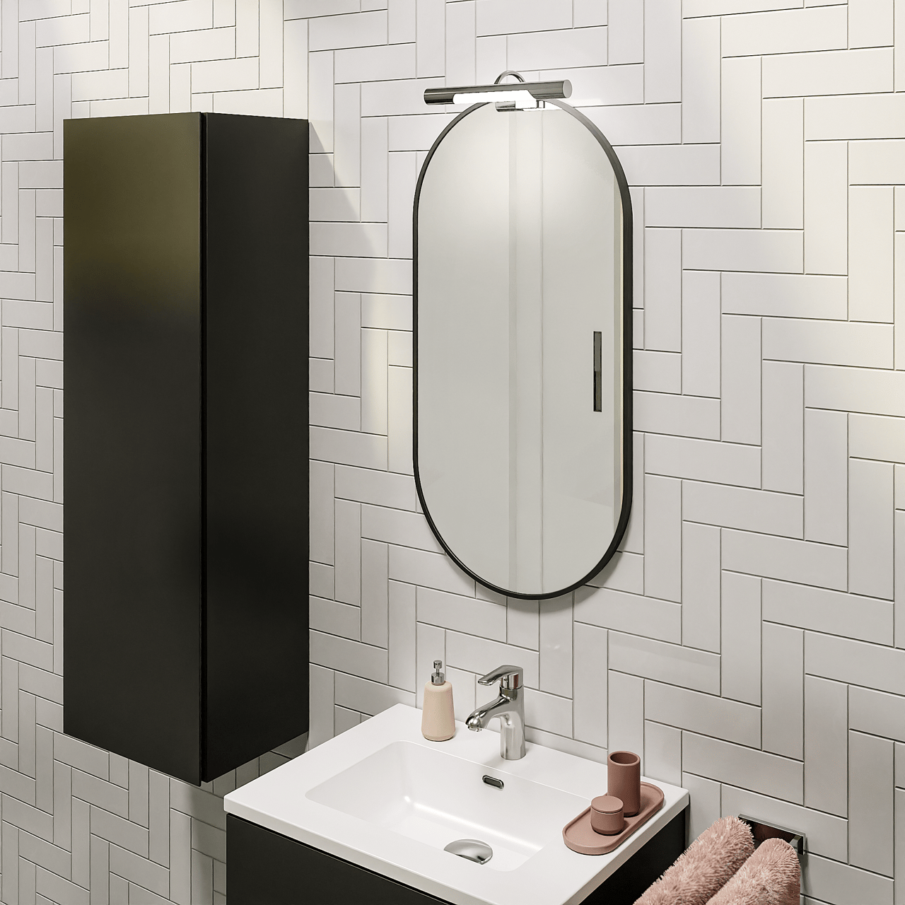 Storke Nero miroir ovale noir 45 x 90 cm