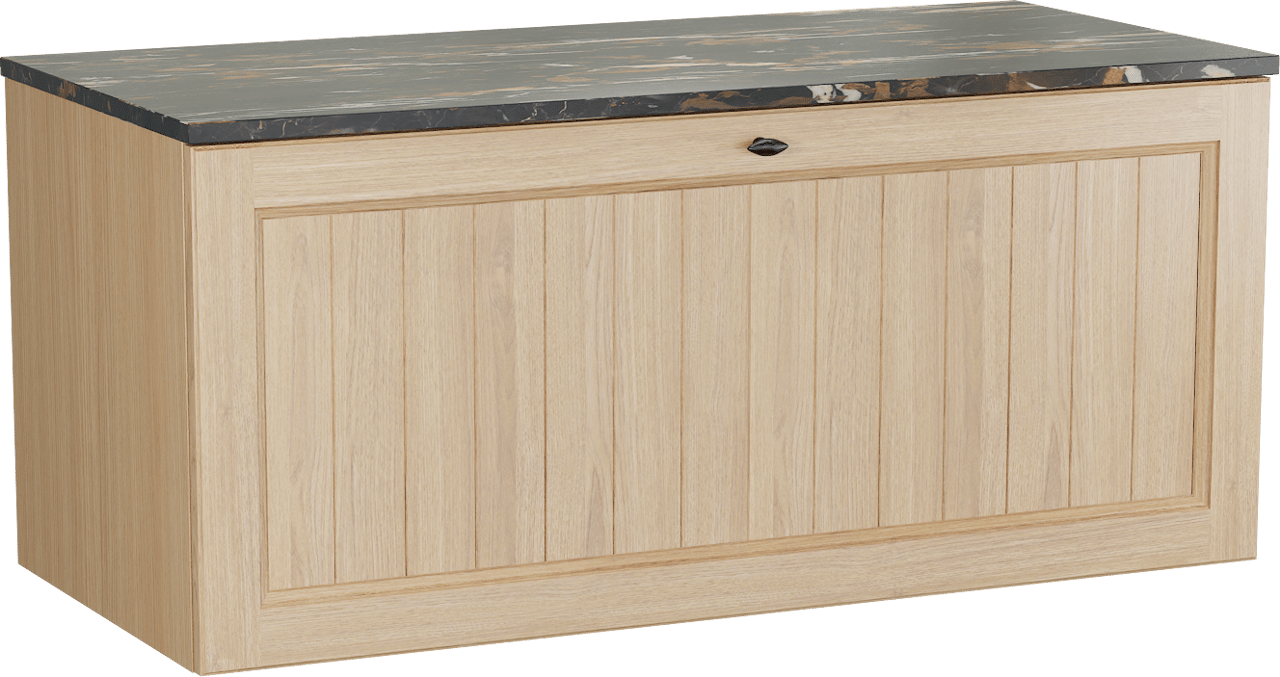 Balmani Lemon zwevend badkamermeubel 120 x 55 cm, fineer natuur eik met Stretto enkel tablet in portoro gold