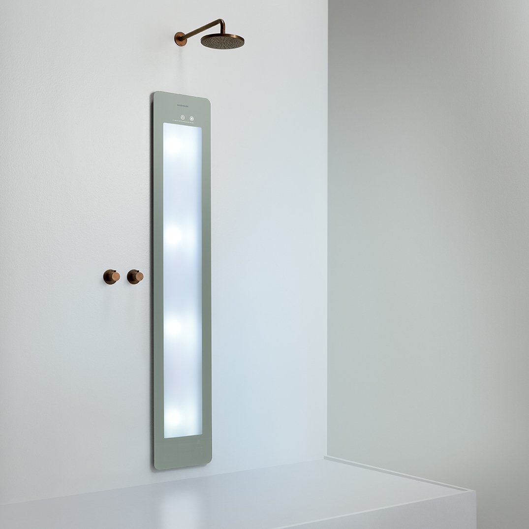 NON DISPONIBLE EN FRANCE - Sunshower Plus L encastrable en organic grey avec lumière infrarouge et UV