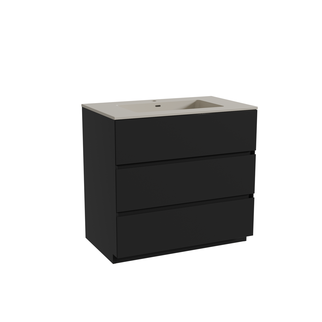 Storke Edge freistehendes Möbelstück Set: 85 x 52 cm, Schwarz matt, mit Diva Einzelwaschtisch, Top Solid Seidengrau