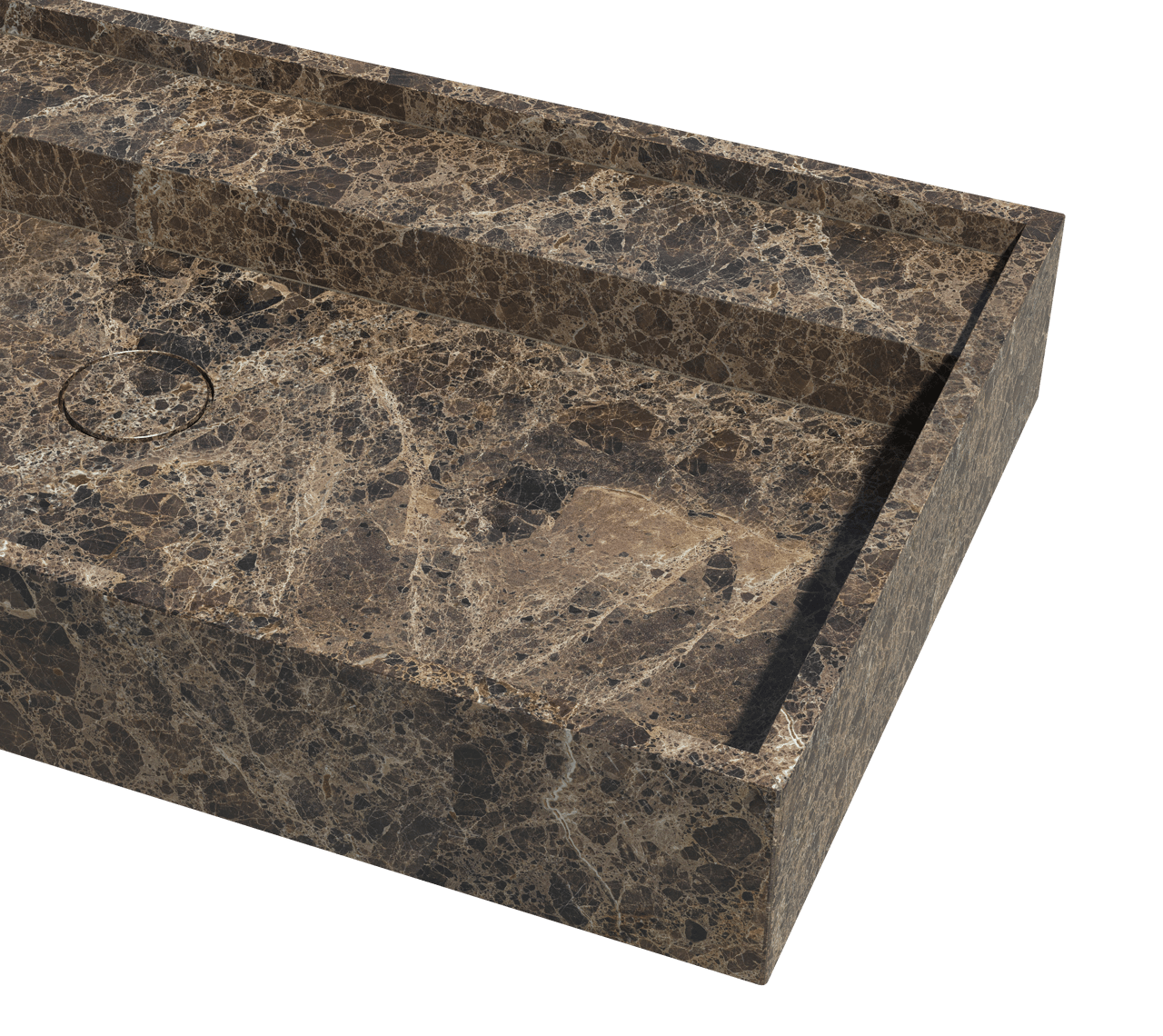 Balmani Cubo dubbele wastafel Dark Emperador marmer 160 x 49 cm