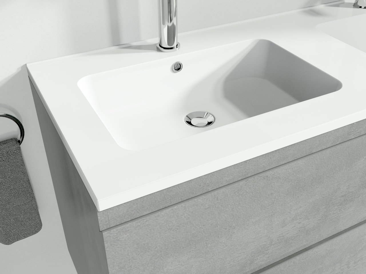 Linie Vano dubbele wastafel glanzend composiet marmer 120 x 46 cm