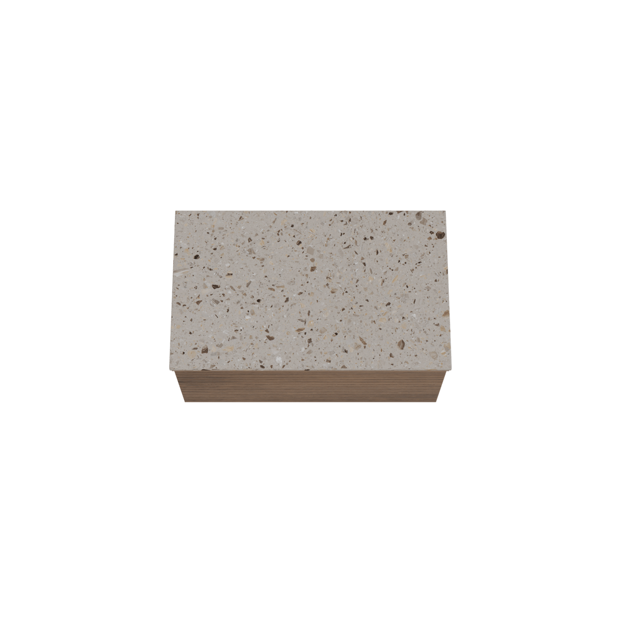 Balmani Forma zwevend badkamermeubel 90 x 55 cm amerikaanse notelaar met Stretto enkel tablet in terrazzo greige terrazzo, Horizontale symmetrische rechte ribbel