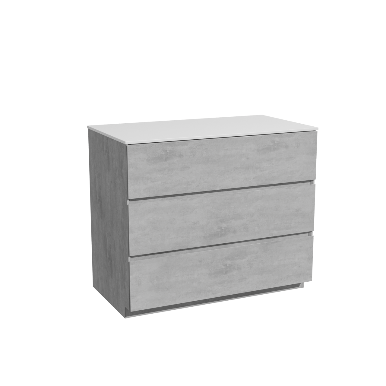 Storke Edge freistehendes Möbelstück Set: 95 x 52 cm, Beton dunkelgrau, mit Tavola Einzel Waschtischplatte, Solid Surface Weiß matt