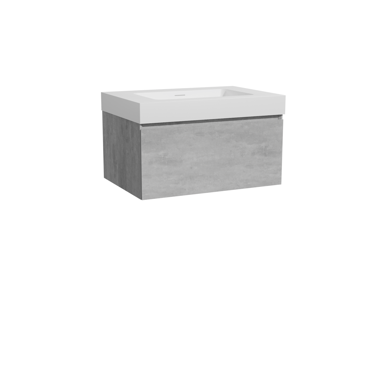 Storke Edge meuble salle de bains suspendu 75 x 52 cm béton gris foncé avec Mata High plan simple en solid surface blanc mat