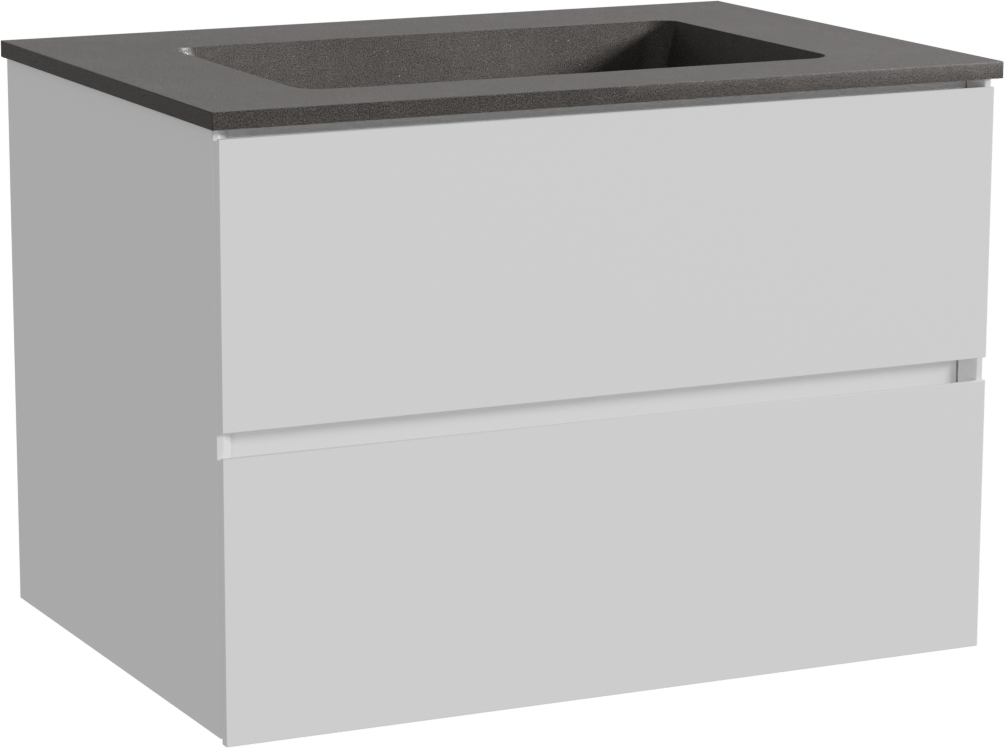 Storke Edge meuble salle de bains suspendu 75 x 52 cm blanc mat avec Scuro plan simple en quartz noir mat