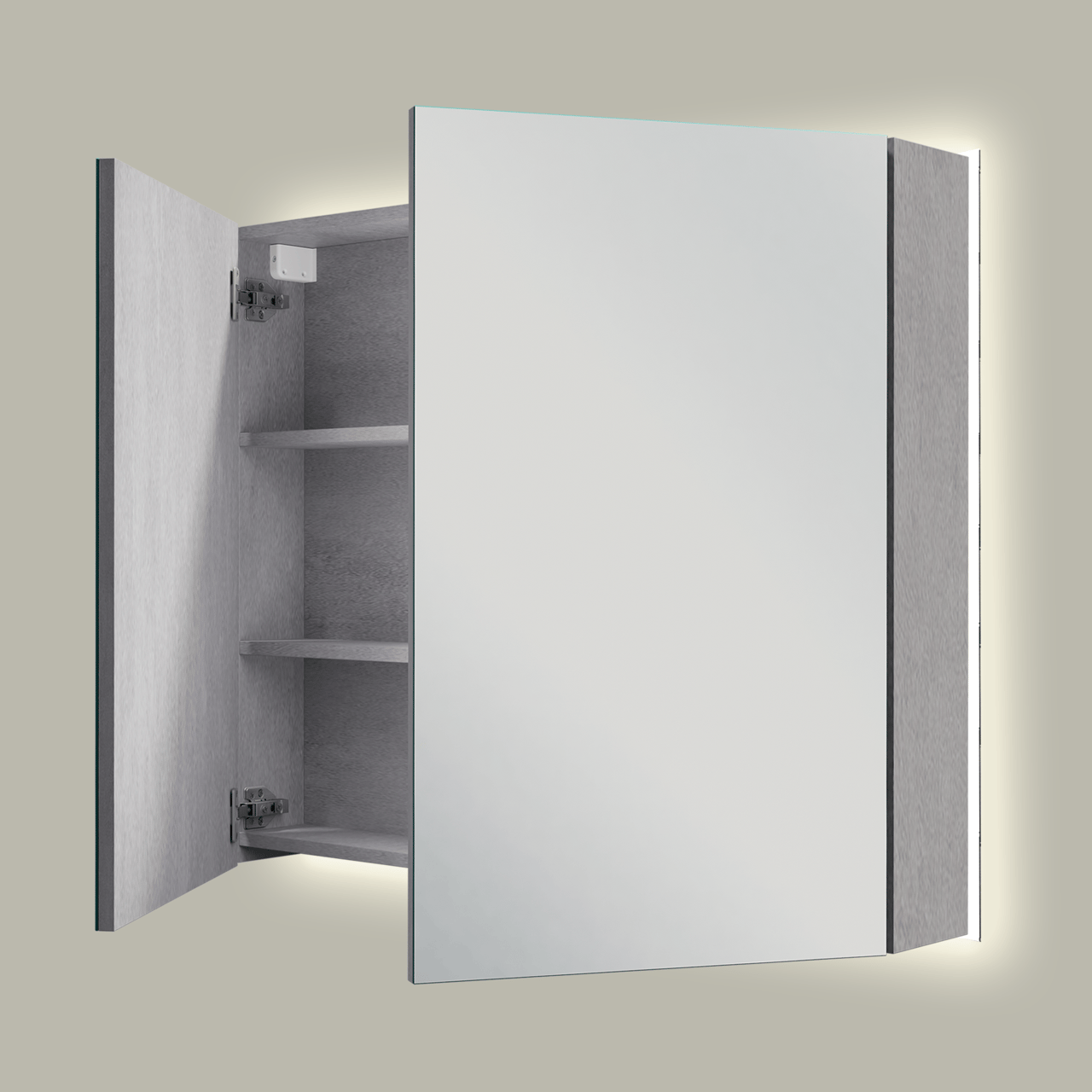 Linie Montro armoire de toilette lumineuse 90 x 75 cm béton gris