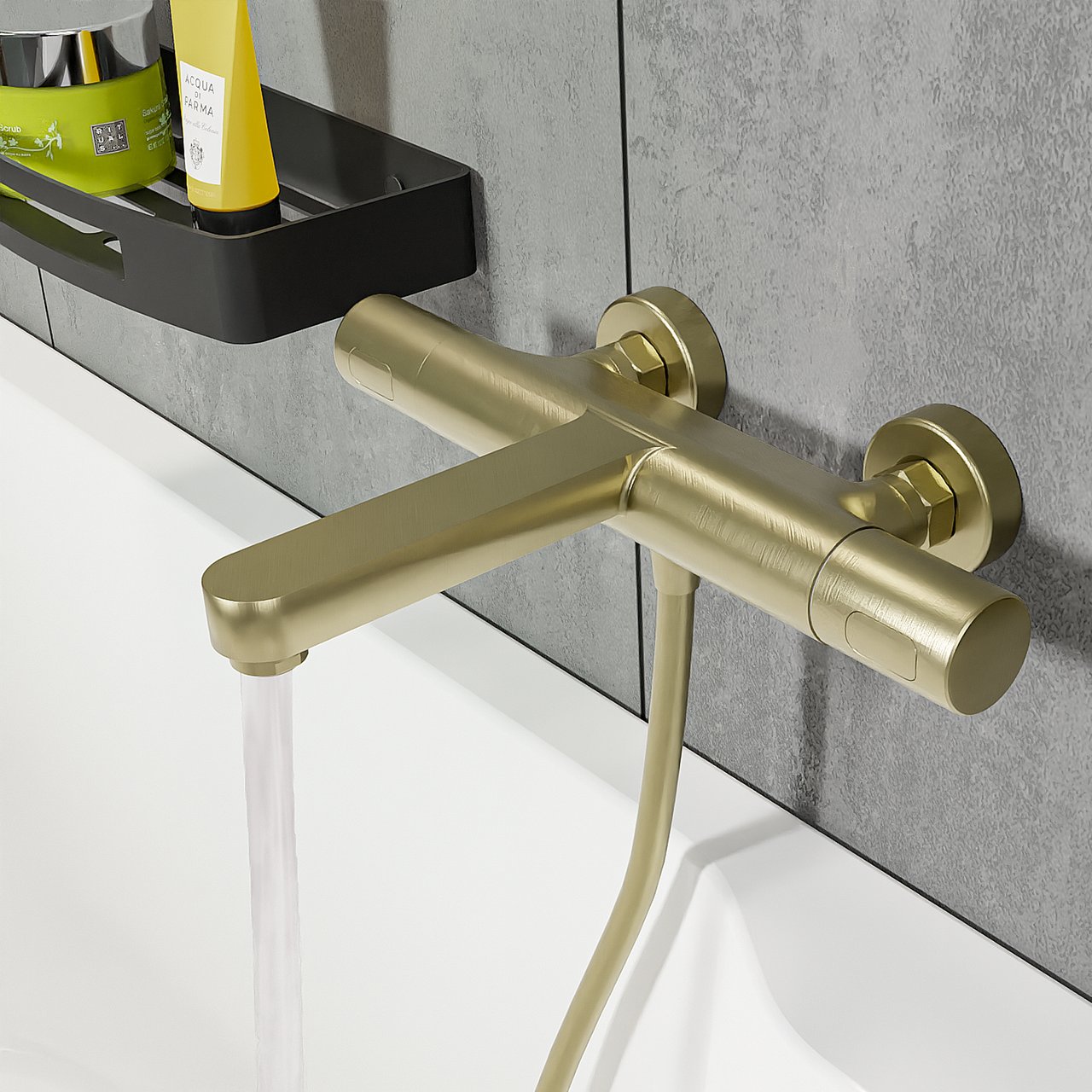 Blaufoss Apollo thermostatische kraan muurmontage opbouw badkraan Brushed Champagne Gold