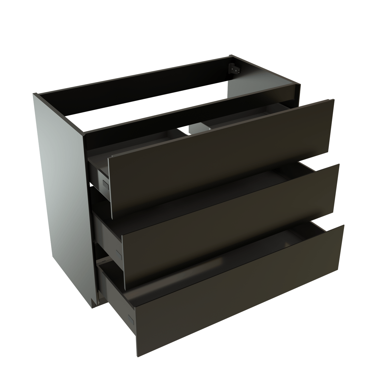 Storke Edge stehender Waschbeckenunterschrank: 105 x 52 cm, Schwarz Matt, 3 Schubladen