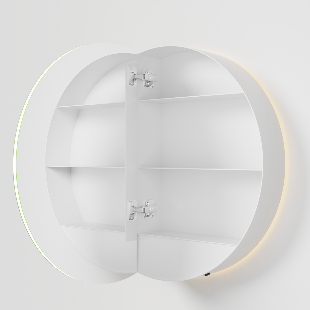 Balmani Mara Spiegelschrank Rund Ø 70 cm Weiβ matt, mit Spiegelbeleuchtung und Anti-Beschlag Spiegelheizung