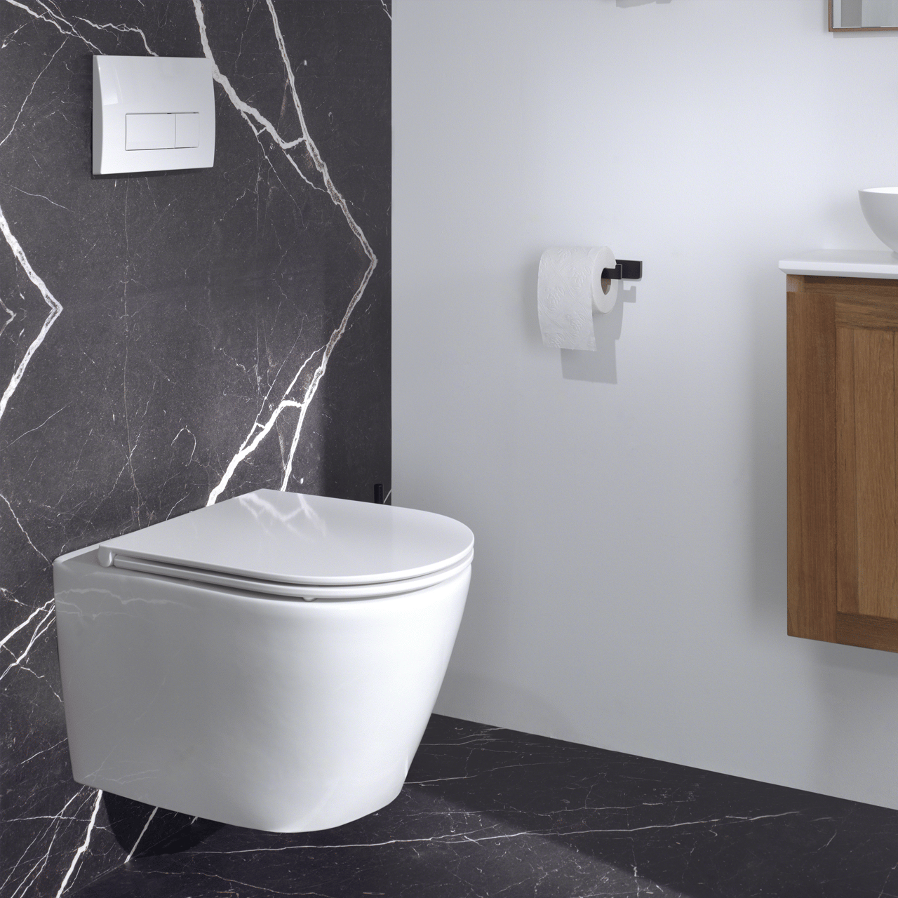 Luca Varess Calibro hangend toilet hoogglans wit randloos met finolisso wc-bril