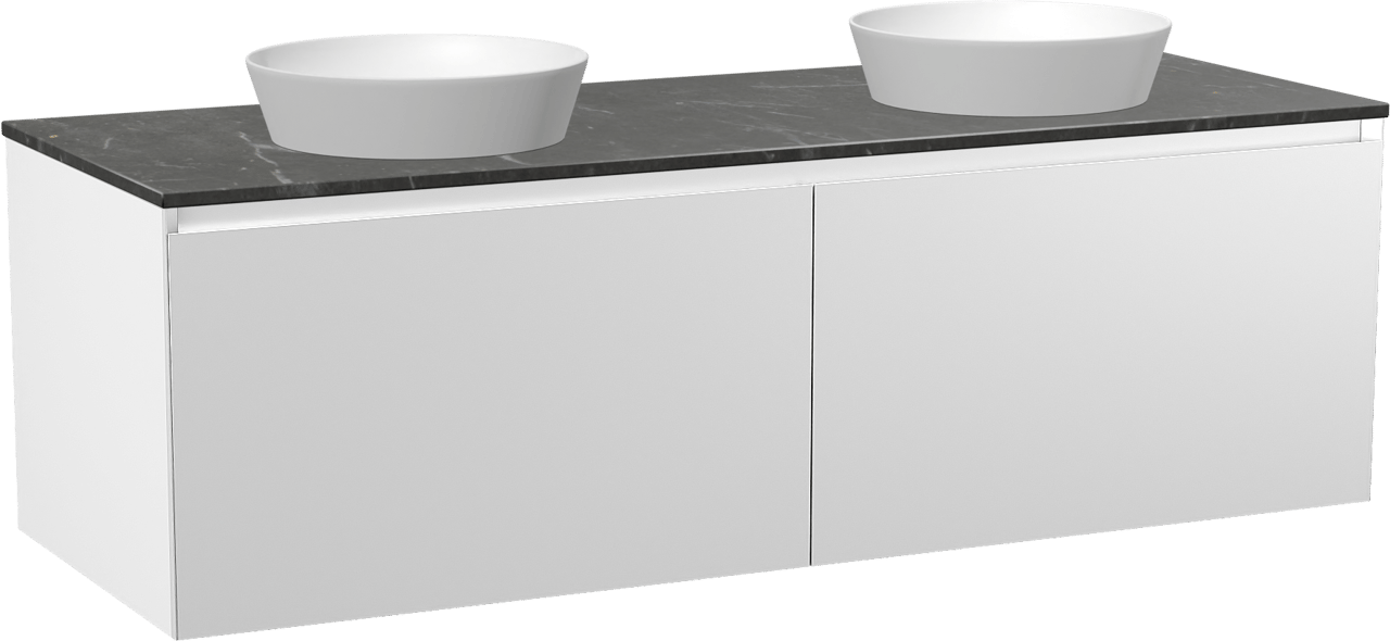 Balmani Idra meuble salle de bains suspendu 150 x 55  cm blanc mat avec Stretto tablette simple ou double en marbre Pietra Grey