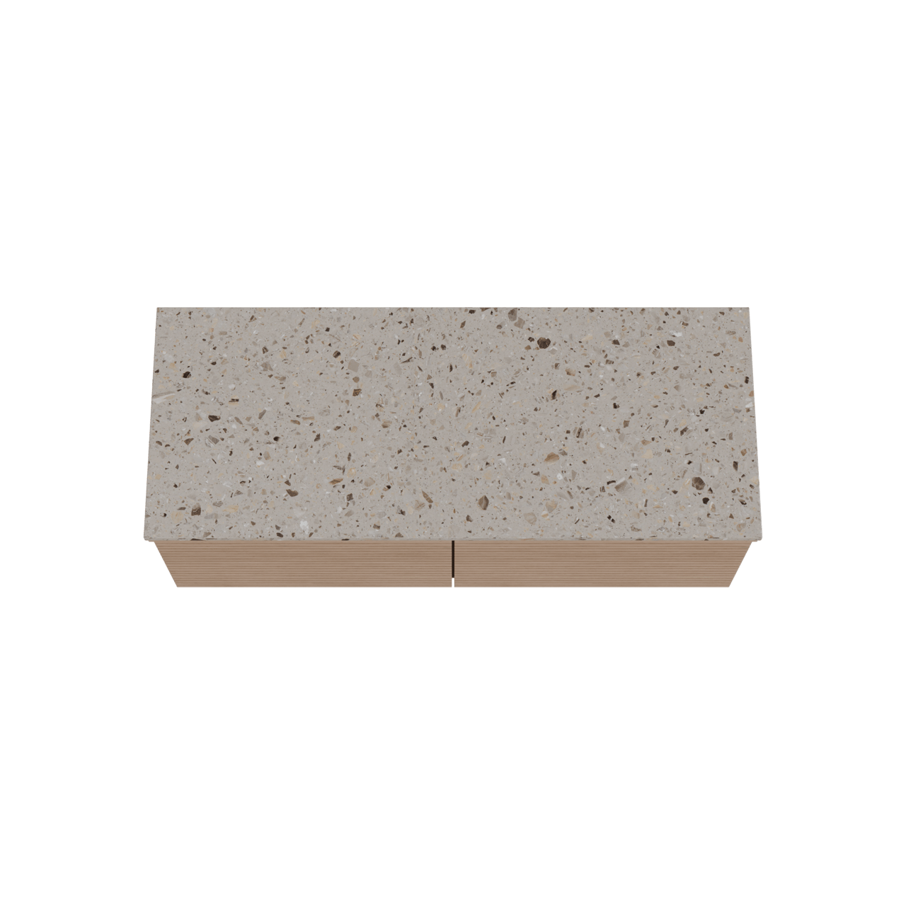 Balmani Forma meuble salle de bains suspendu 135 x 55 cm chêne naturel avec Stretto tablette simple ou double en terrazzo greige terrazzo, Nervure droite symétrique horizontale