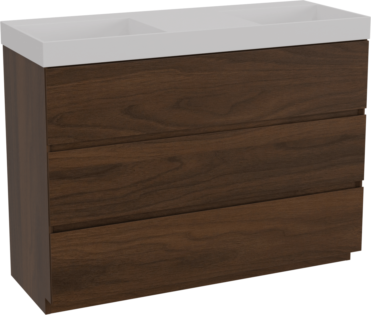 Storke Edge meuble salle de bains à poser 120 x 46 cm noyer avec Jura double vasque en solid surface blanc mat