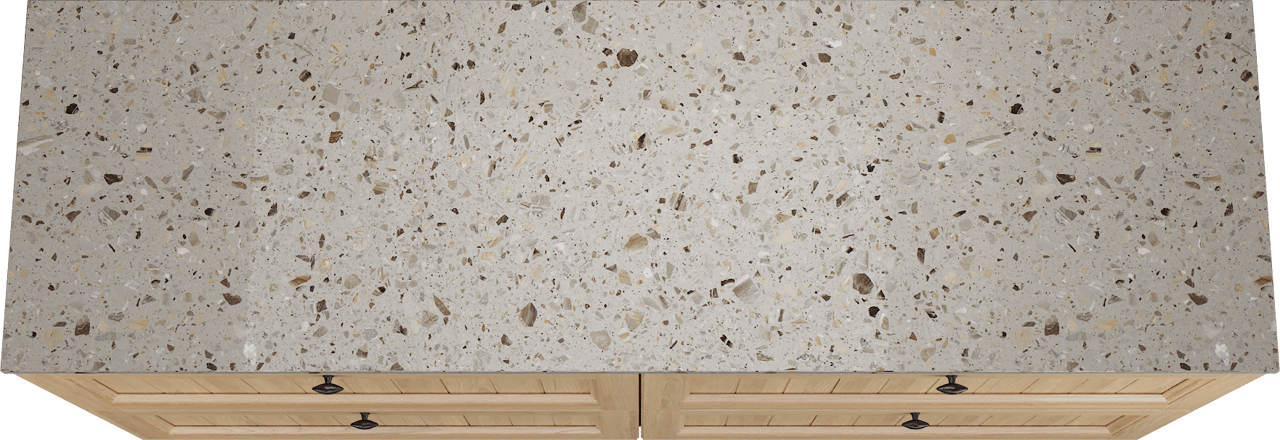 Balmani Lemon staand badkamermeubel 180 x 55 cm, fineer natuur eik met Stretto enkel of dubbel tablet in greige terrazzo