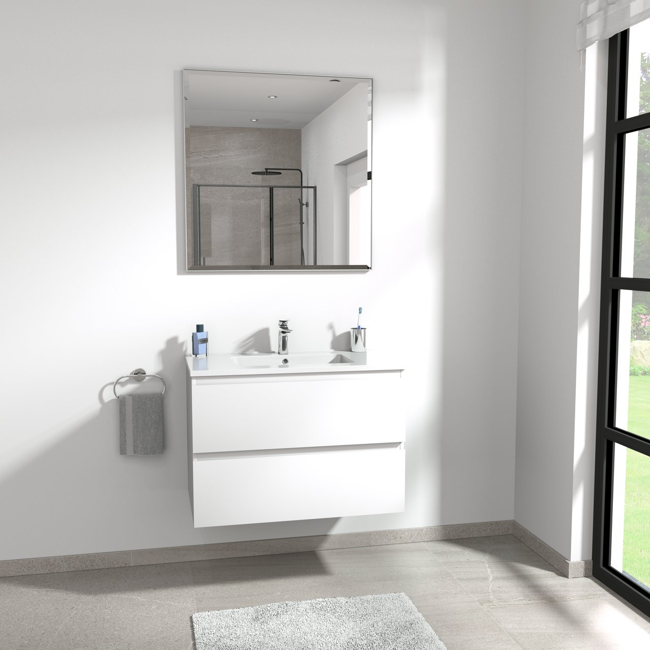 Linie Riflessi rechthoekig badkamerspiegel 78 x 80 cm