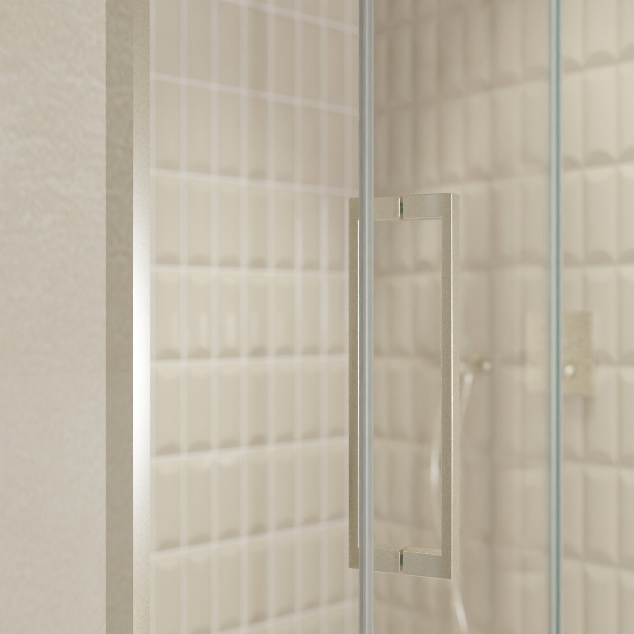 Balmani Senses Design Dusche Drehtür, Rechts, 140 cm x 210 cm, Klarglas, Profil Brushed CoolMetal