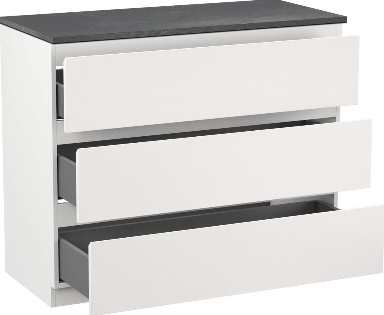 Linie Lado staand badkamermeubel 100 x 46 cm mat wit met Lado enkel of dubbel tablet in melamine leisteen grijs