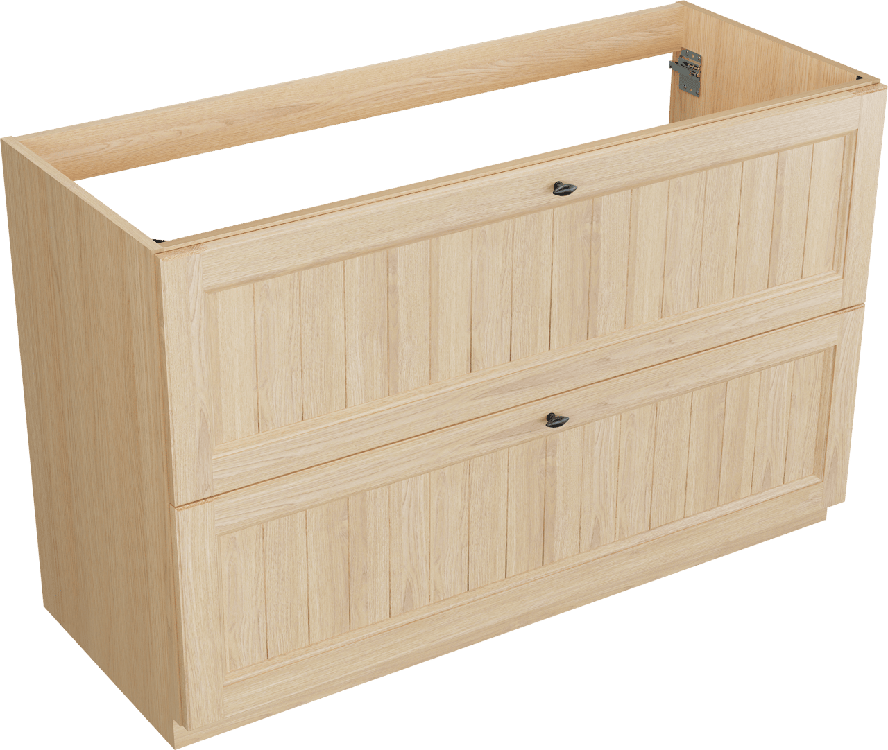 Balmani Lemon stehender Waschbeckenunterschrank: 135 x 55 cm, Naturbelassene Eiche Furnier, 2 Schubladen