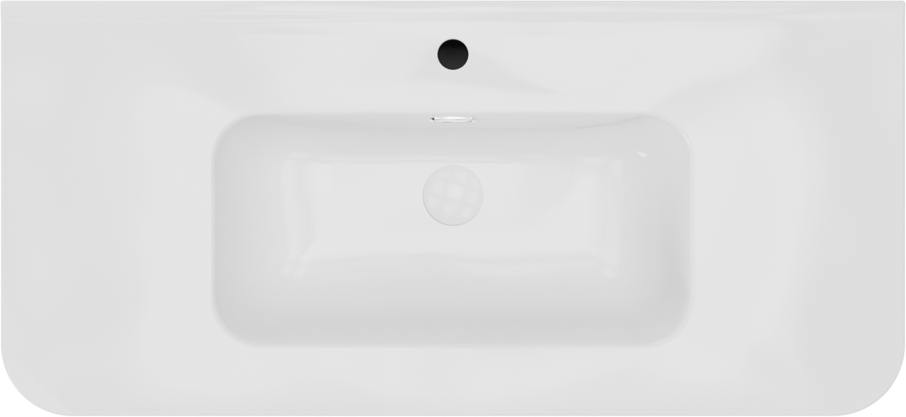 Storke Soft hängendes Möbelstück Set: 100 x 46 cm, Eiche rau, mit Kera Soft Einzelwaschtisch Keramik Weiβ glänzend, Vertikale symmetrische gerade Rippe