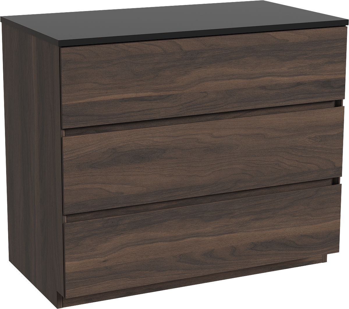 Storke Edge freistehendes Möbelstück Set: 95 x 52 cm, Nussbaum, mit Panton Einzel Waschtischplatte, Pulverbeschichtetes MDF Schwarz matt