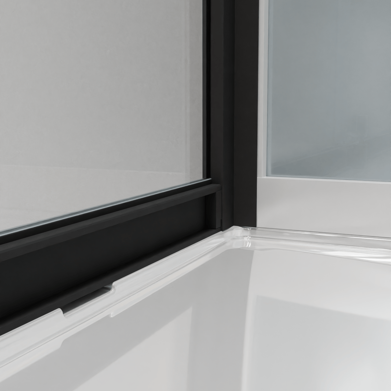 Luca Varess Talan Duschkabine: Drehtür, 90 x 120 cm, Klarglas, Schwarzes Profil, matt