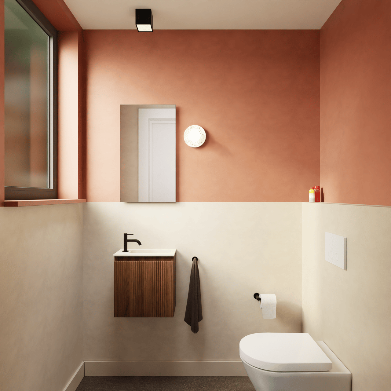 Storke Ribs meuble lave-mains suspendu 40 x 22 cm noyer