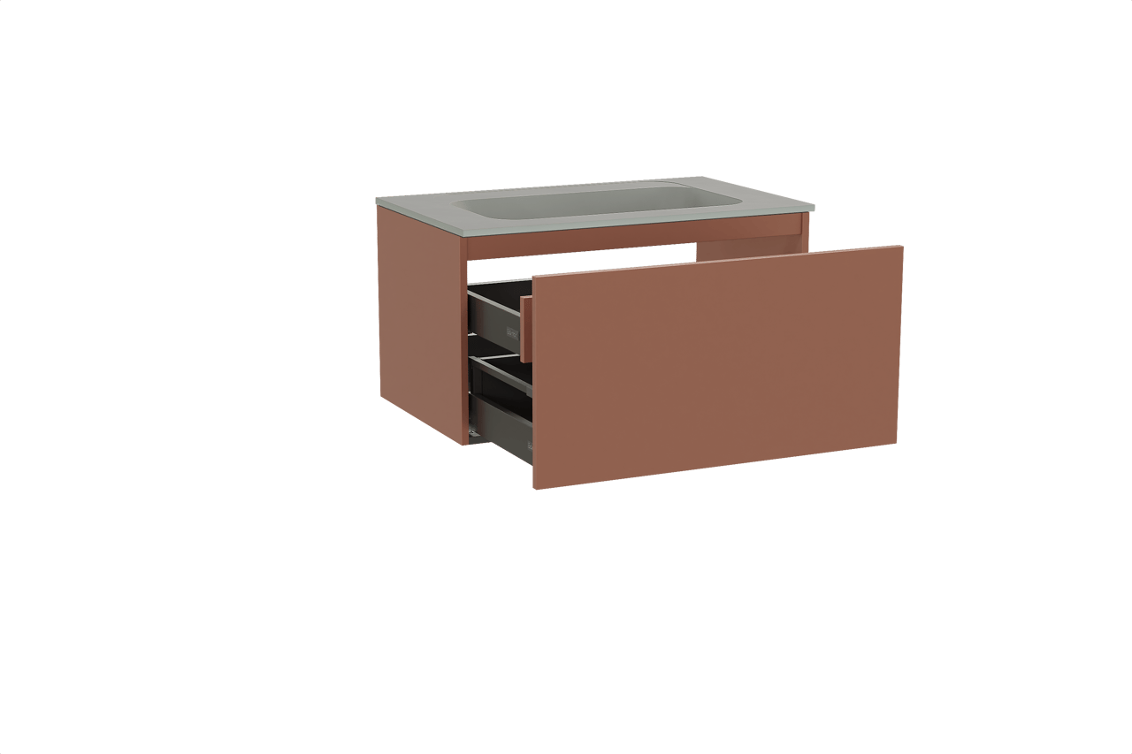 Balmani Sfera hängendes Möbelstück Set: 90 x 55 cm, Cotto, mit Tablo Strada Einzelwaschtisch, Marmorkomposit Seidengrau