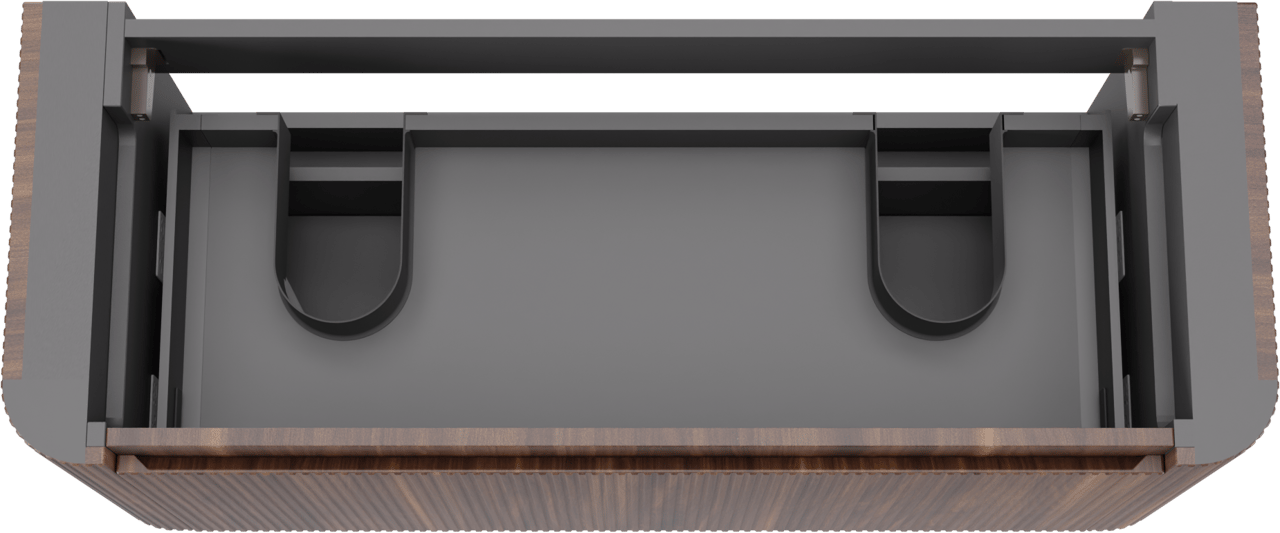 Storke Soft hängendes möbelstück Waschtischunterschränke 120 x 46 cm Nussbaum 2 Schubladen Vert. Sym. Rippe